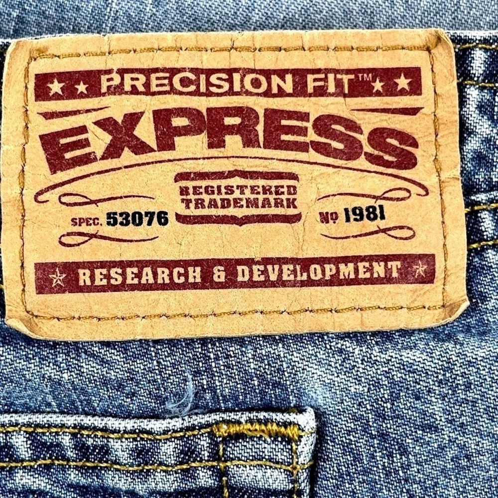 Y2K 90s Express Hipster Flared Jeans Women's 13/14L Button Fly Blue Denim Hippie - Picture 5 of 8